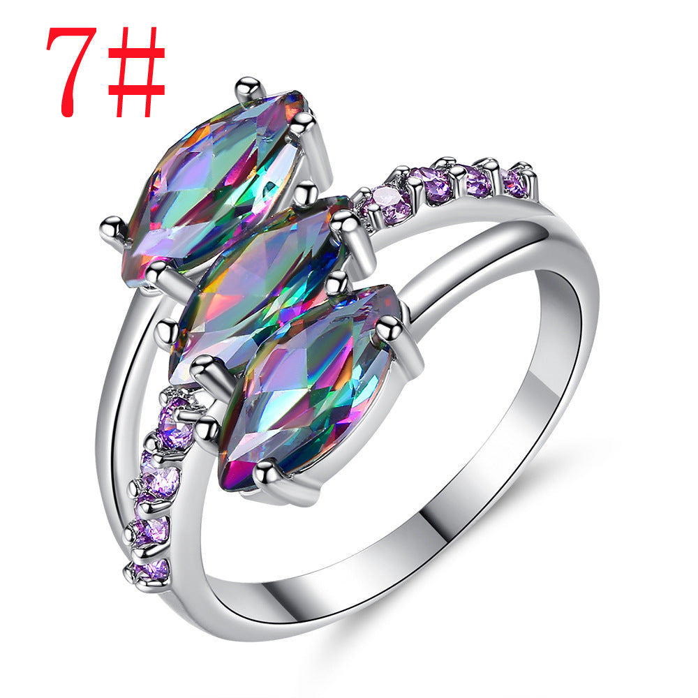 Wholesale Jewelry Triple Head Purple Oval Copper Rings