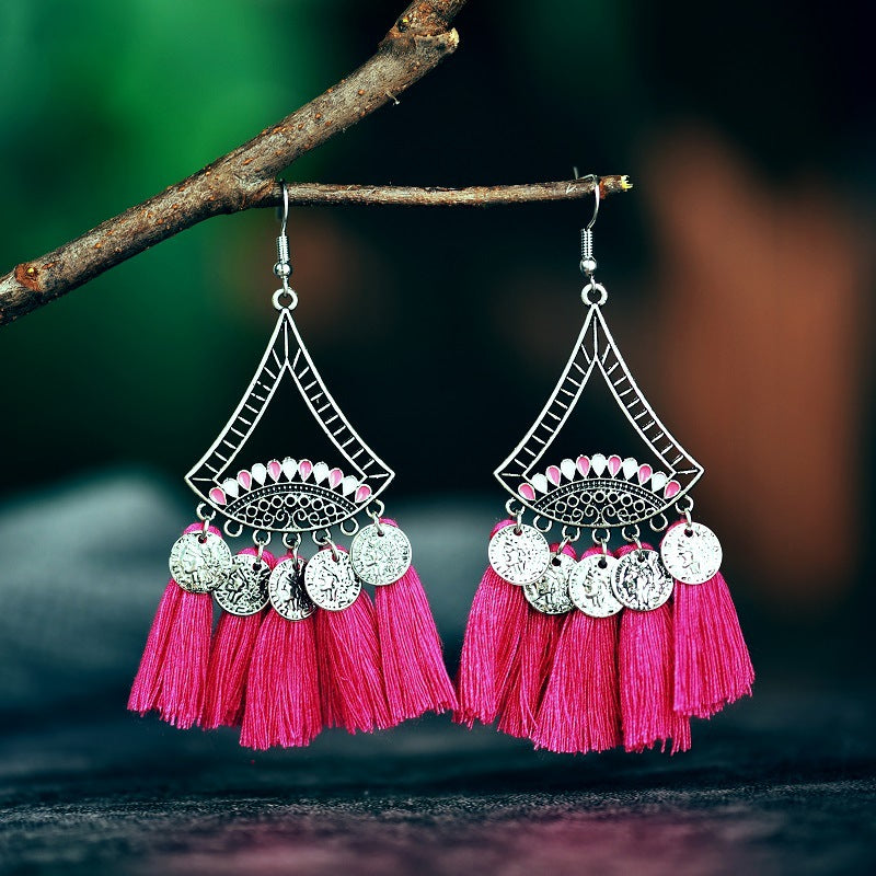 Wholesale Compass Oil Dropping Alloy Earrings