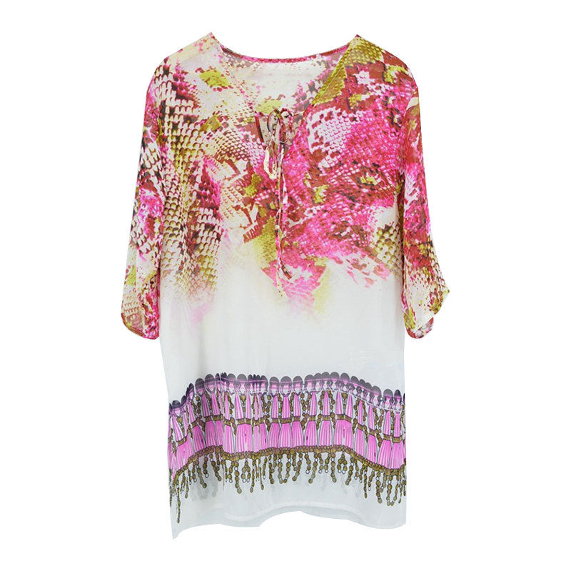 Wholesale Snake Print Chiffon Beach Cover Up Polyester Swimwear