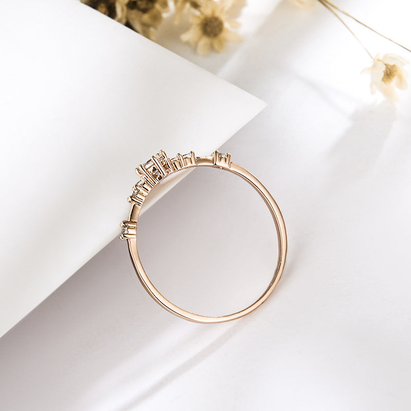 Venta al por mayor Anillos de cobre de circón chapados en oro de 18 quilates