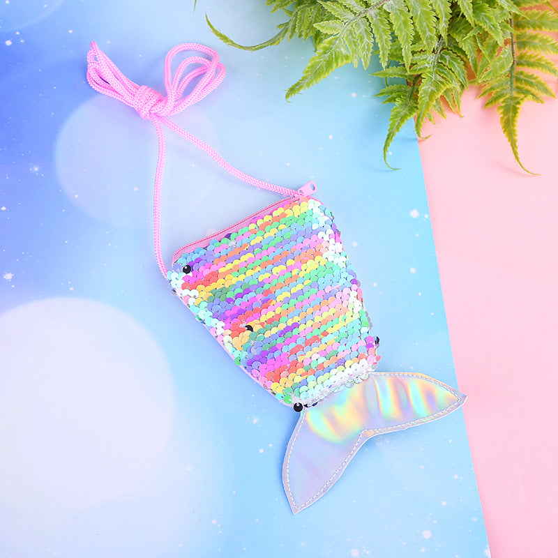 Wholesale Mermaid Tail Sequins Kids Shoulder Bag