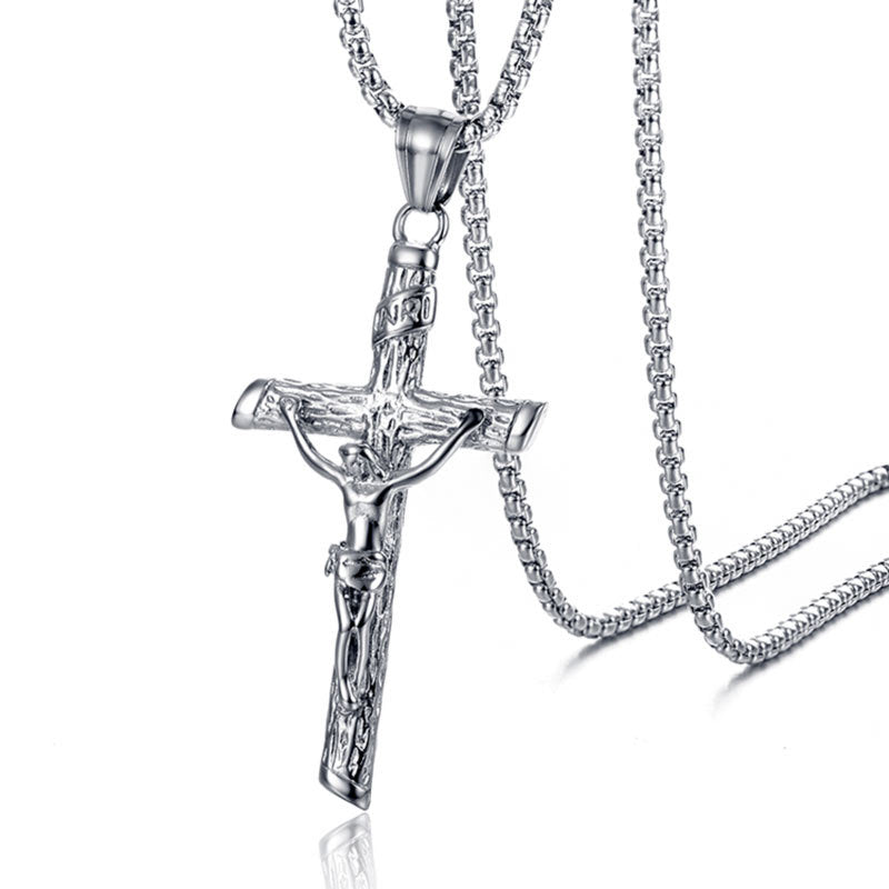 Wholesale Titanium Steel Jesus Guardian Cross Pendant Necklace