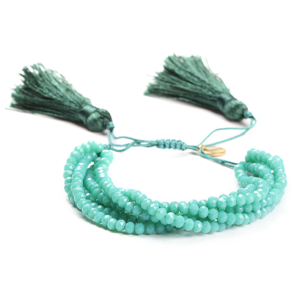 Wholesale Bohemian Devil Eye Tassel Miyuki Beads Bracelet