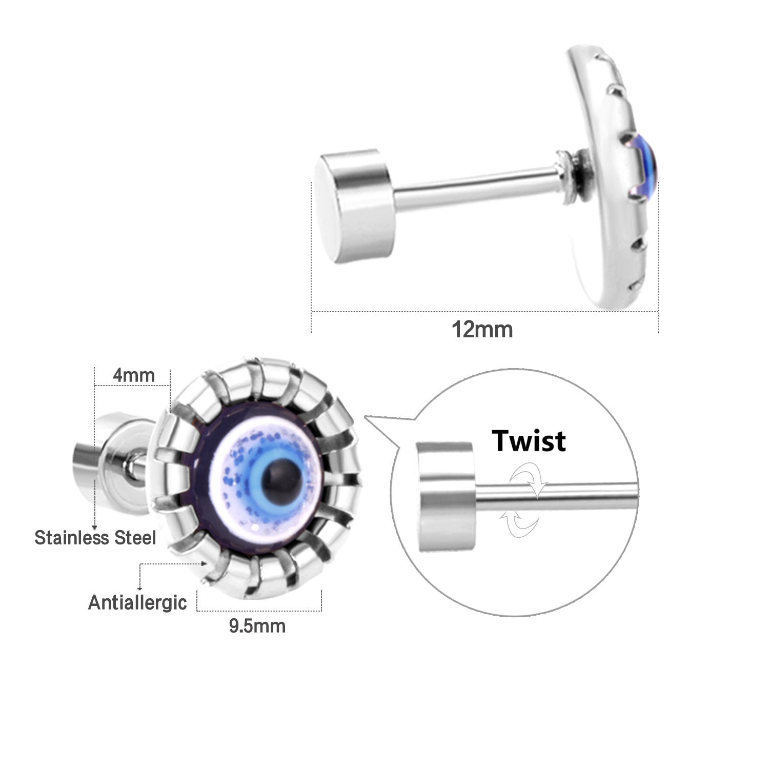 Aretes De Ojo De Diablo De Acero Inoxidable Al Por Mayor