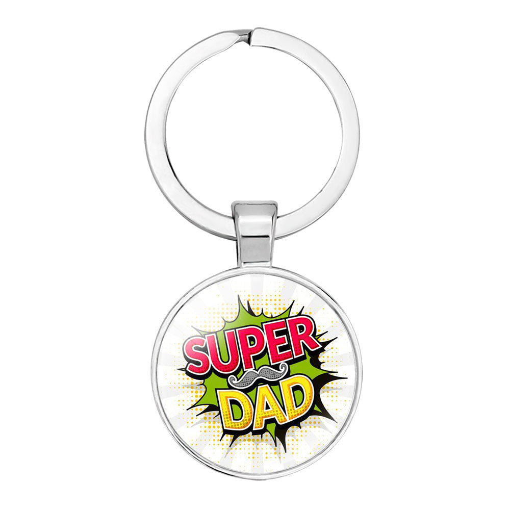 Venta al por mayor, regalo de cristal para el día del padre, el mejor llavero creativo de aleación Super Dad