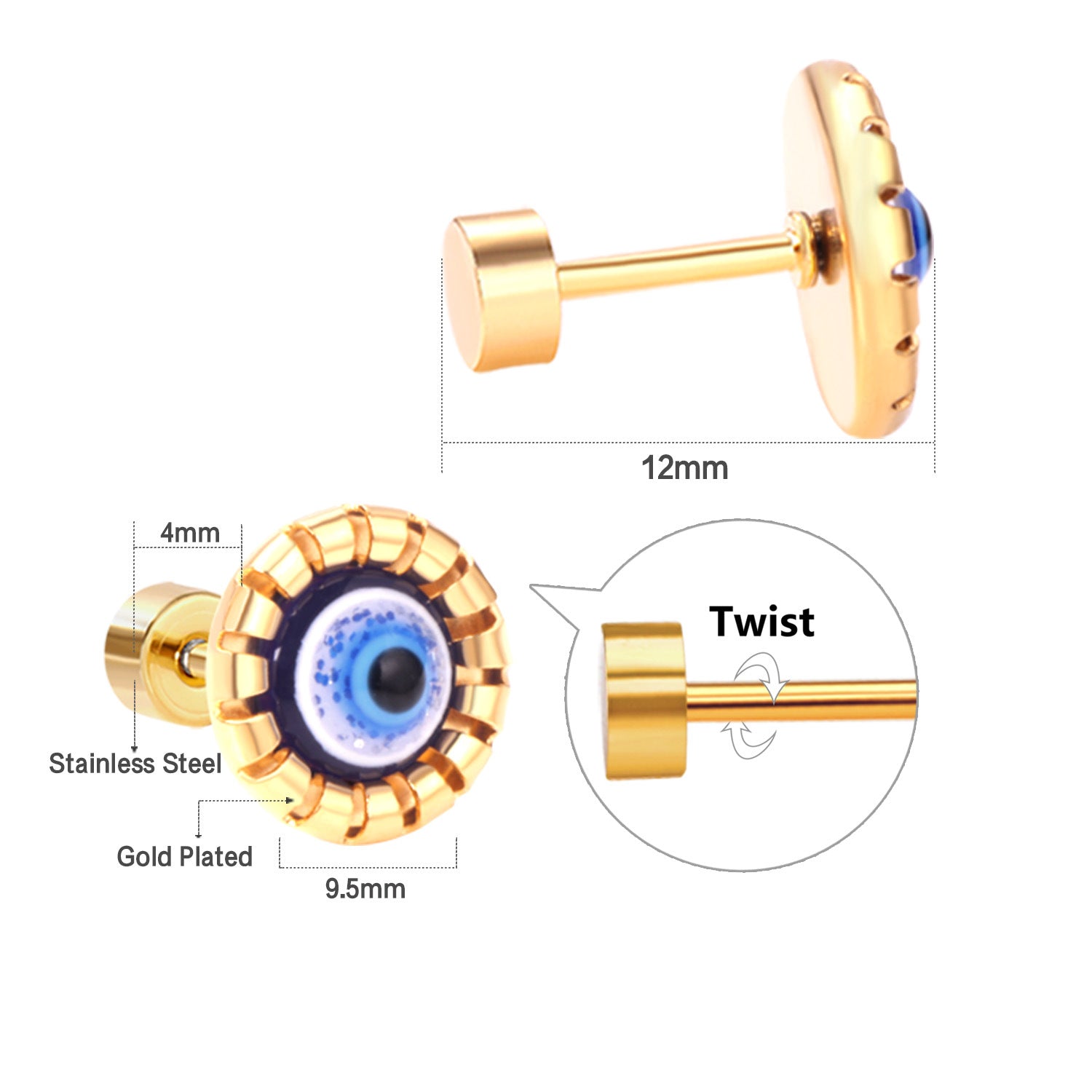 Aretes De Ojo De Diablo De Acero Inoxidable Al Por Mayor
