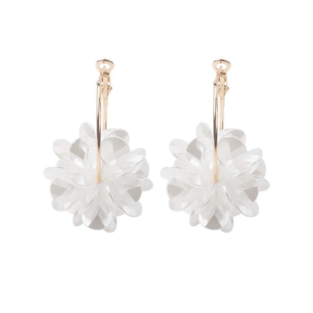 Wholesale Three-dimensional Flower Pearl Alloy Earrings