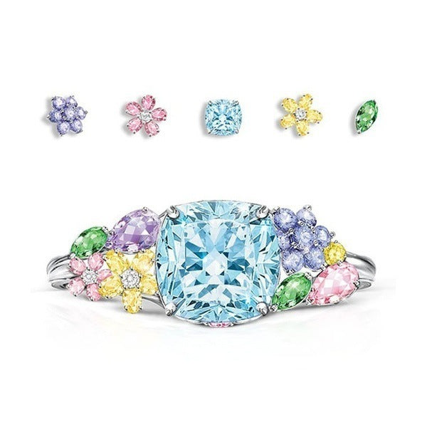 Wholesale Flower Gemstone Alloy Rings