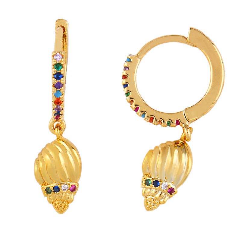 Wholesale Colored Diamond Cross Copper Earrings