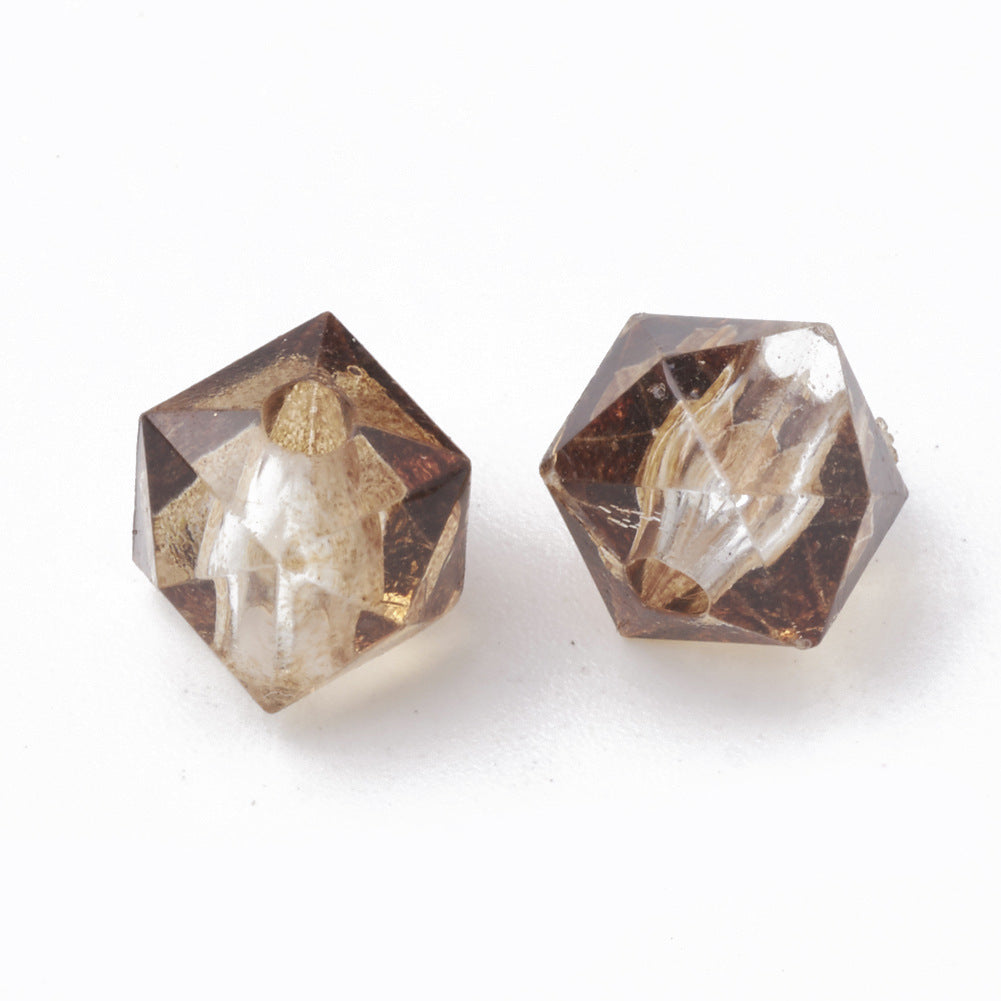 Wholesale 100PCS/Pack 8MM Polygon Two Color Clear Acrylic Beads