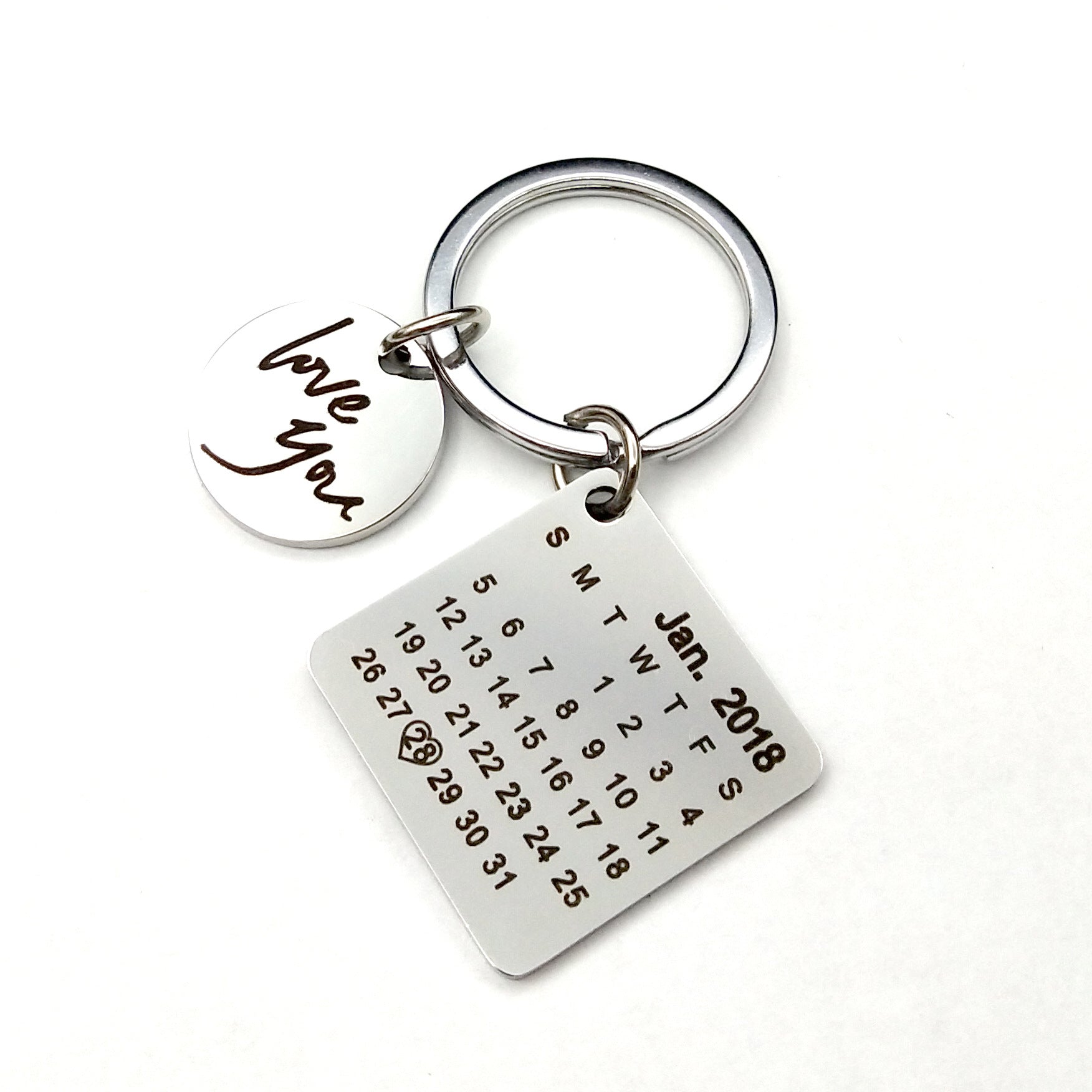 Wholesale Valentine's Day Calendar Engraved Titanium Steel Keychains