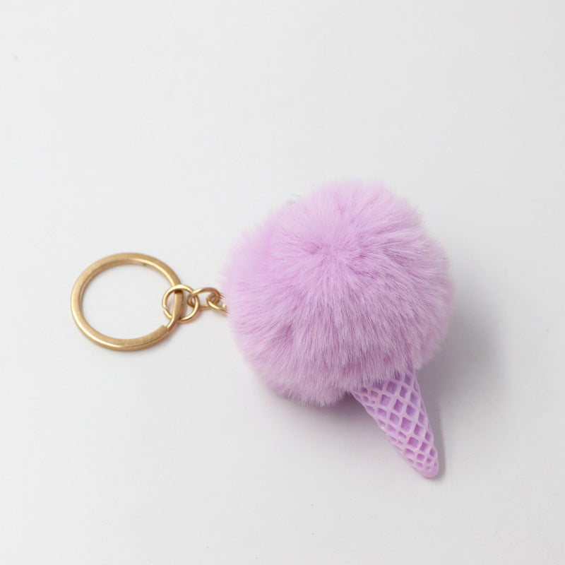 Wholesale Resin Ice Cream Fur Ball Keychain