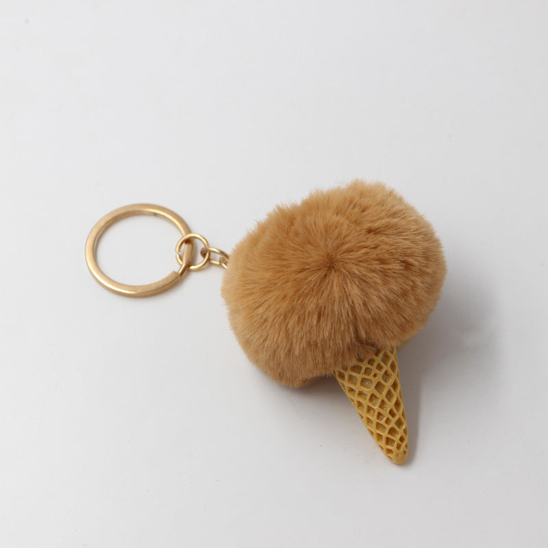 Wholesale Resin Ice Cream Fur Ball Keychain