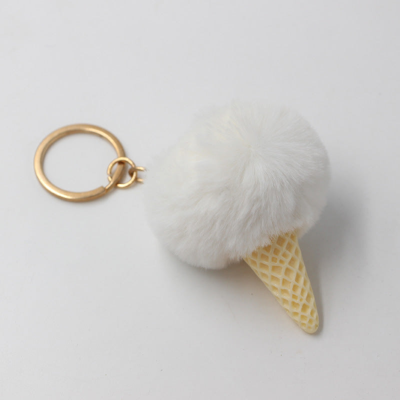 Wholesale Resin Ice Cream Fur Ball Keychain