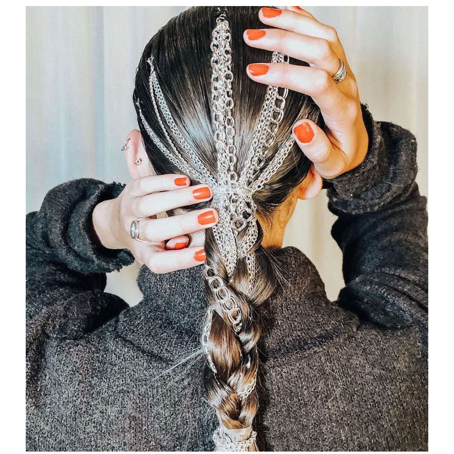 Wholesale Silver Plated Tassel Aluminum Hair Chain BB Hair Clips