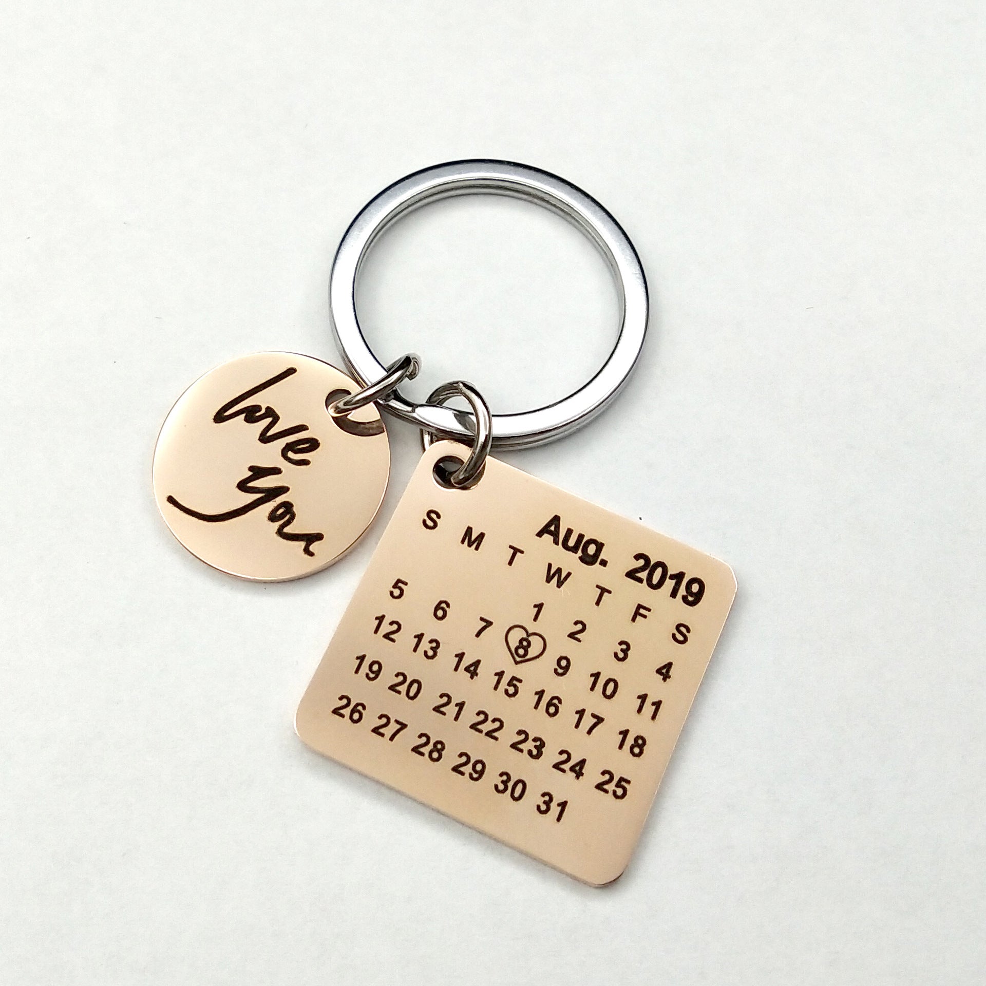 Wholesale Valentine's Day Calendar Engraved Titanium Steel Keychains
