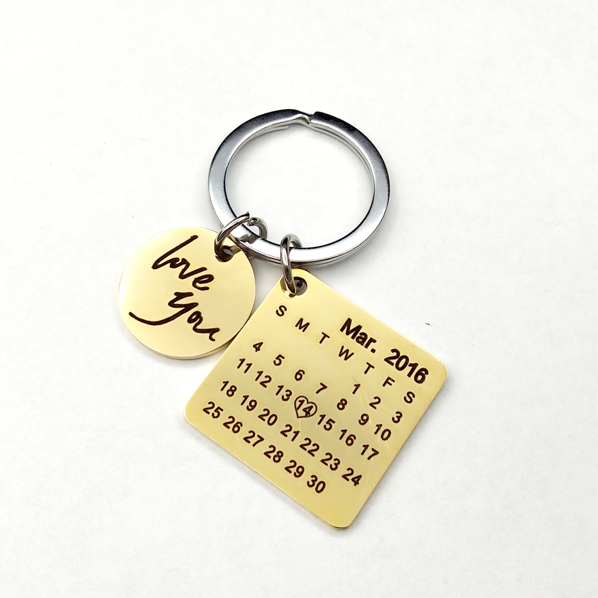 Wholesale Valentine's Day Calendar Engraved Titanium Steel Keychains