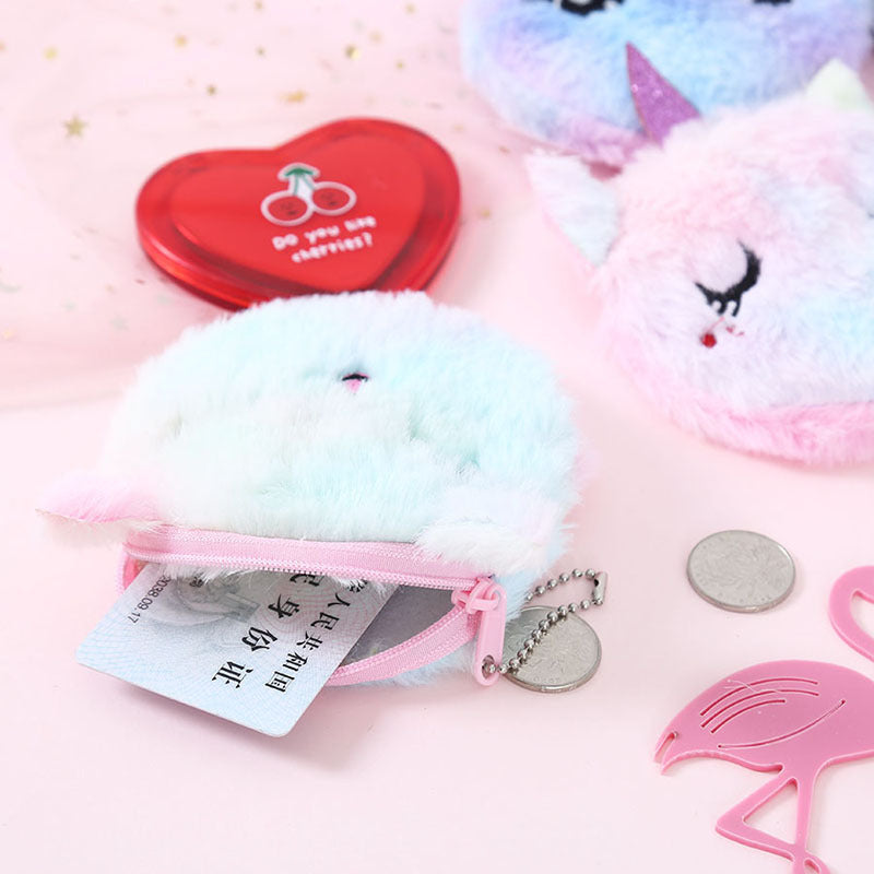 Wholesale Plush Unicorn Plush Zero Wallet Keychain