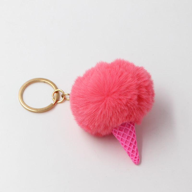 Wholesale Resin Ice Cream Fur Ball Keychain