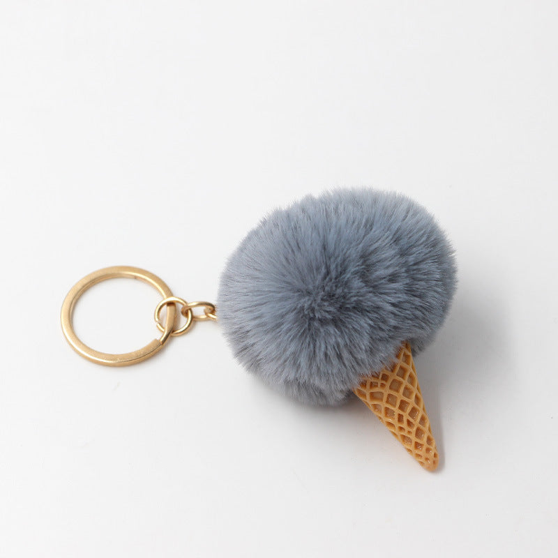 Wholesale Resin Ice Cream Fur Ball Keychain