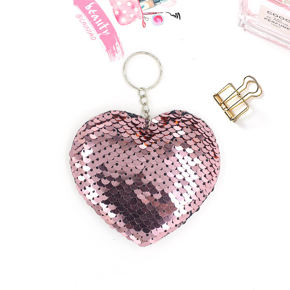 Wholesale Heart Sequin Fabric Keychains