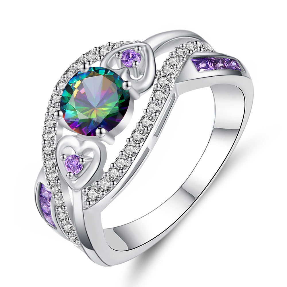 Wholesale Heart Zircon Couple Copper Rings