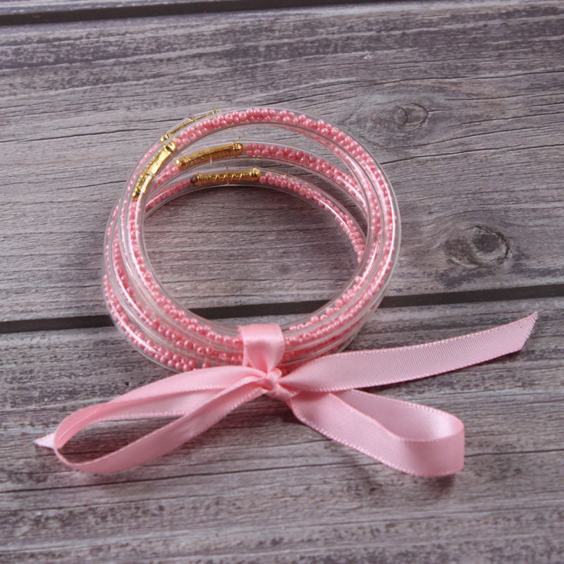 Wholesale Christmas Ribbon Silicone Beads Bracelet