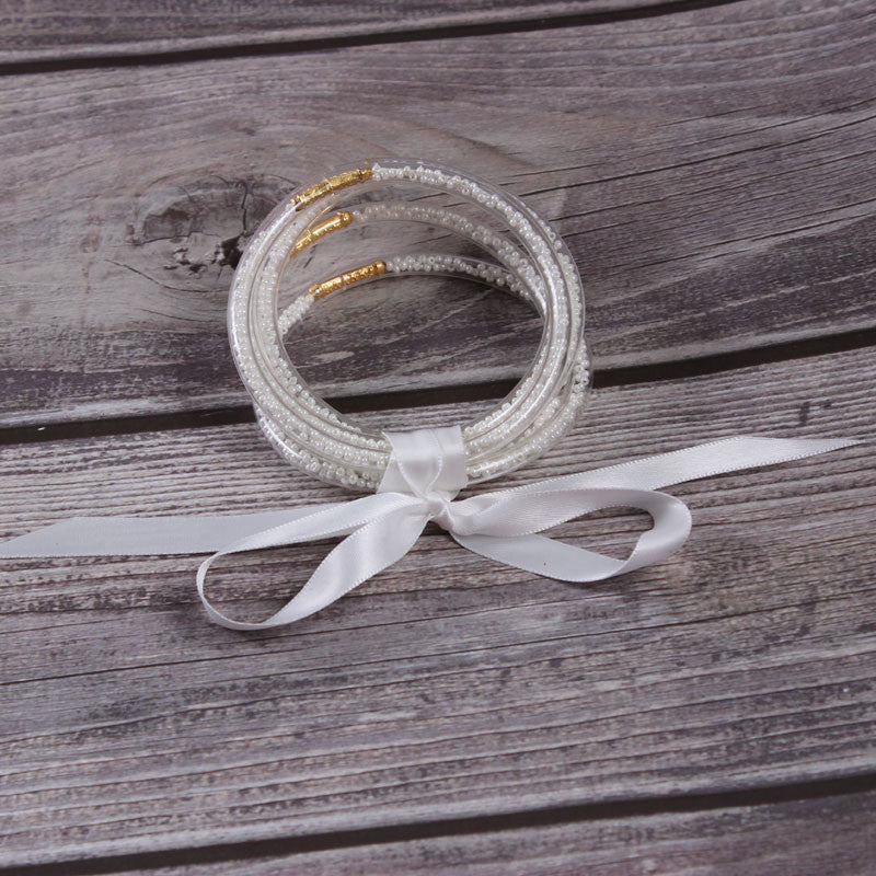 Wholesale Christmas Ribbon Silicone Beads Bracelet