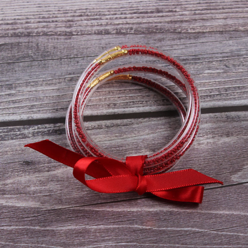 Wholesale Christmas Ribbon Silicone Beads Bracelet