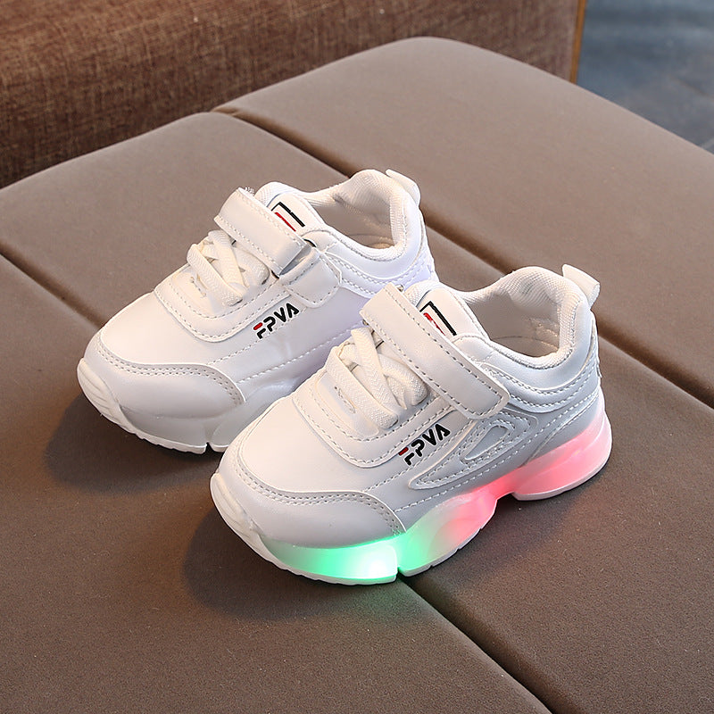 Wholesale Kids LED Artificial PU Sports Shoes