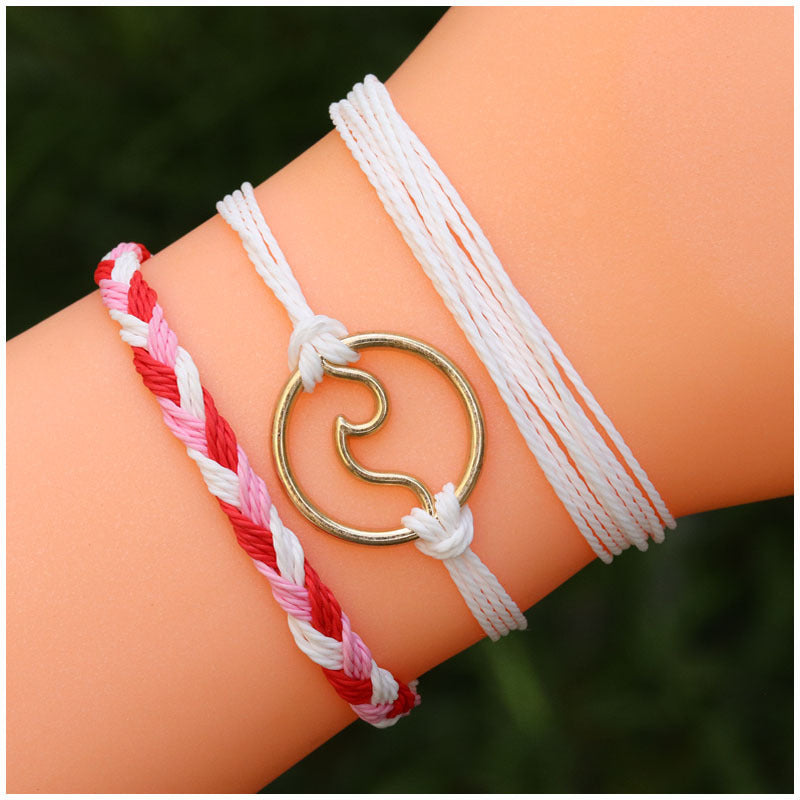 Wholesale Bohomian Wax Thread Braided Surf Bracelet Set