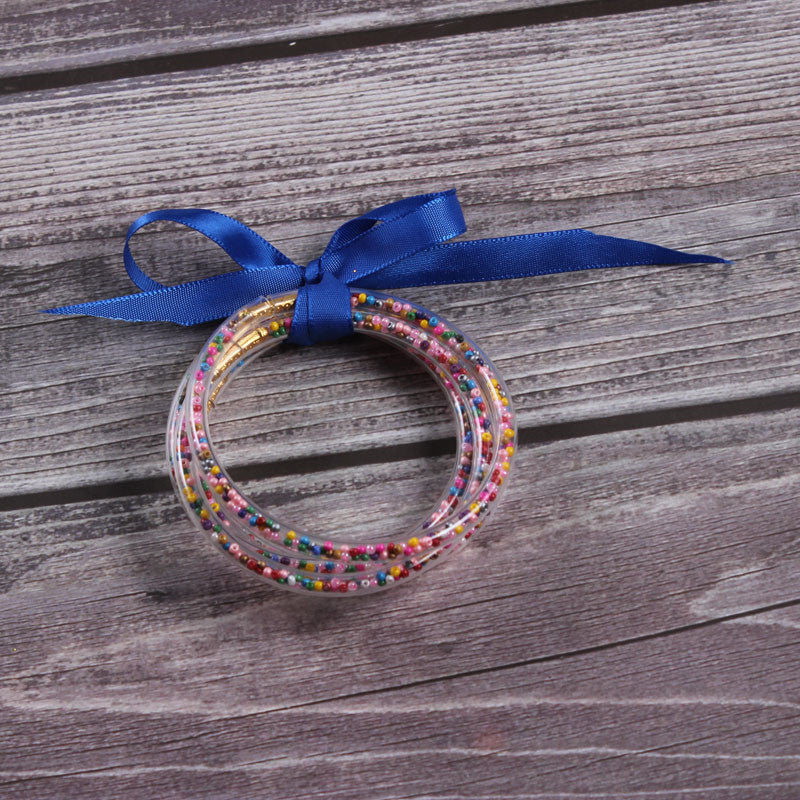 Wholesale Christmas Ribbon Silicone Beads Bracelet