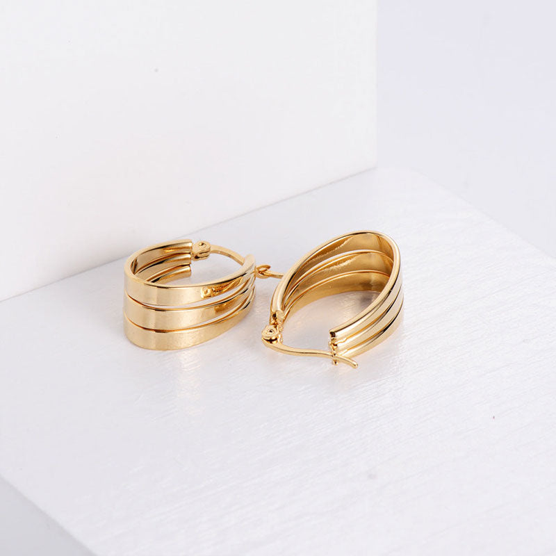 Wholesale Earrings Stainless Steel Triple Circle Twisted Wire Earbuckle OLY-ES-AIMILUO003