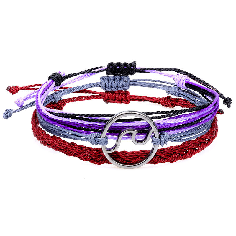 Wholesale Bohomian Wax Thread Braided Surf Bracelet Set
