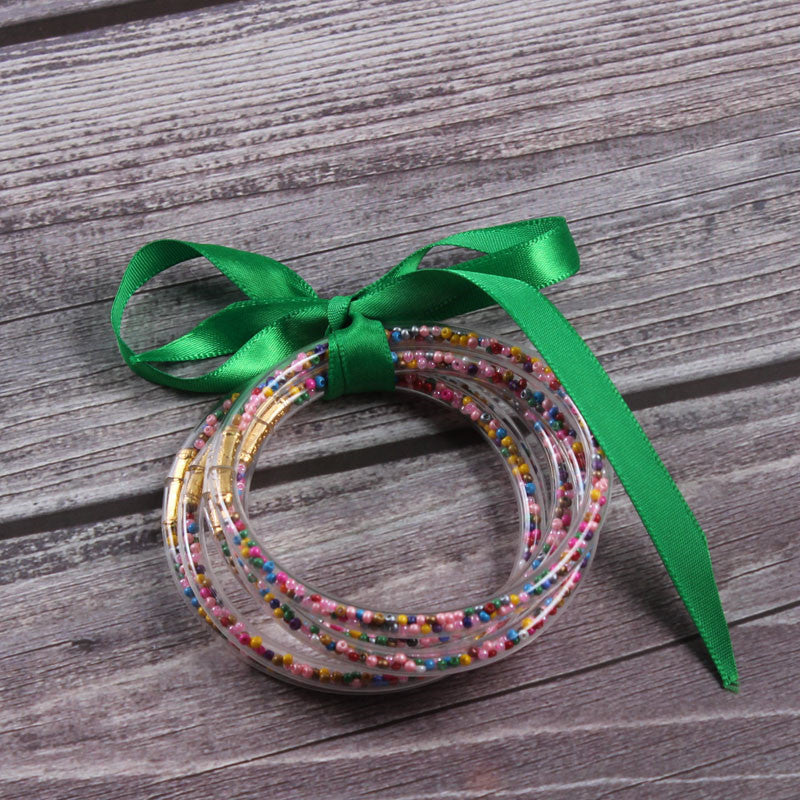 Wholesale Christmas Ribbon Silicone Beads Bracelet