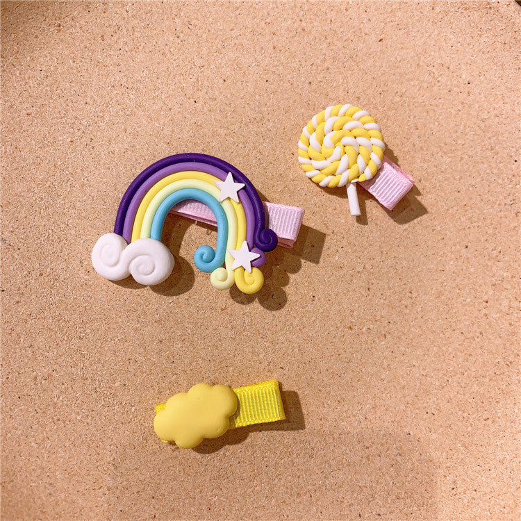 Wholesale Rainbow Lollipop Cloud Hair Clip Set