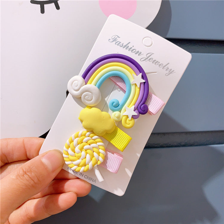 Wholesale Rainbow Lollipop Cloud Hair Clip Set