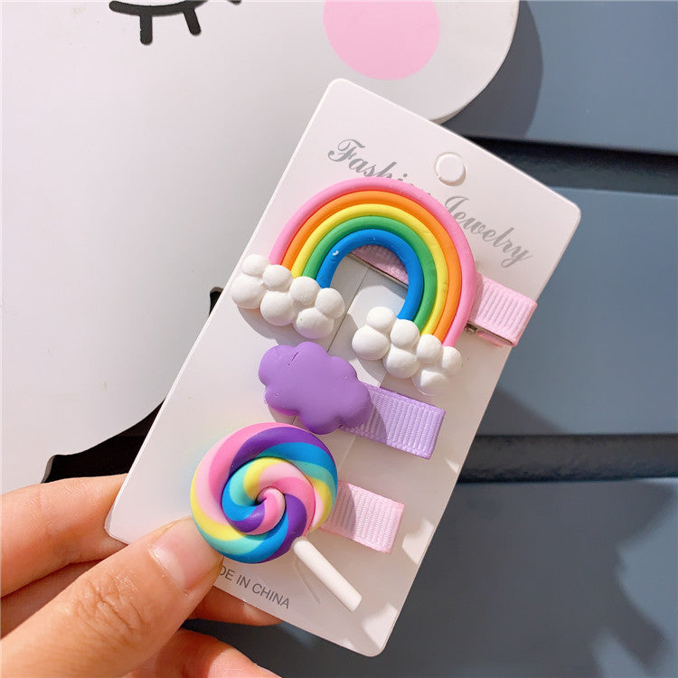 Wholesale Rainbow Lollipop Cloud Hair Clip Set