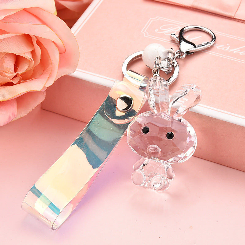 Wholesale Transparent Faceted Rabbit Acrylic Keychain