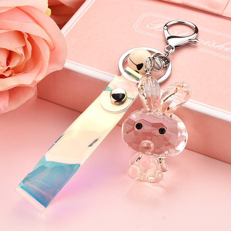 Wholesale Transparent Faceted Rabbit Acrylic Keychain