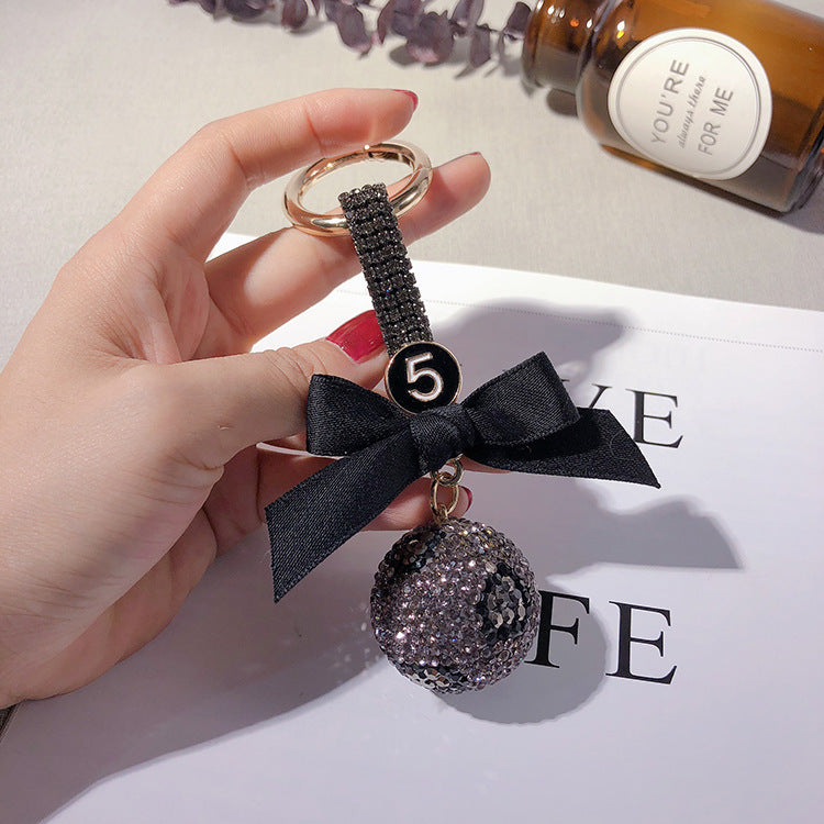 Venta al por mayor Llavero de bola de diamante con estampado de leopardo al por mayor