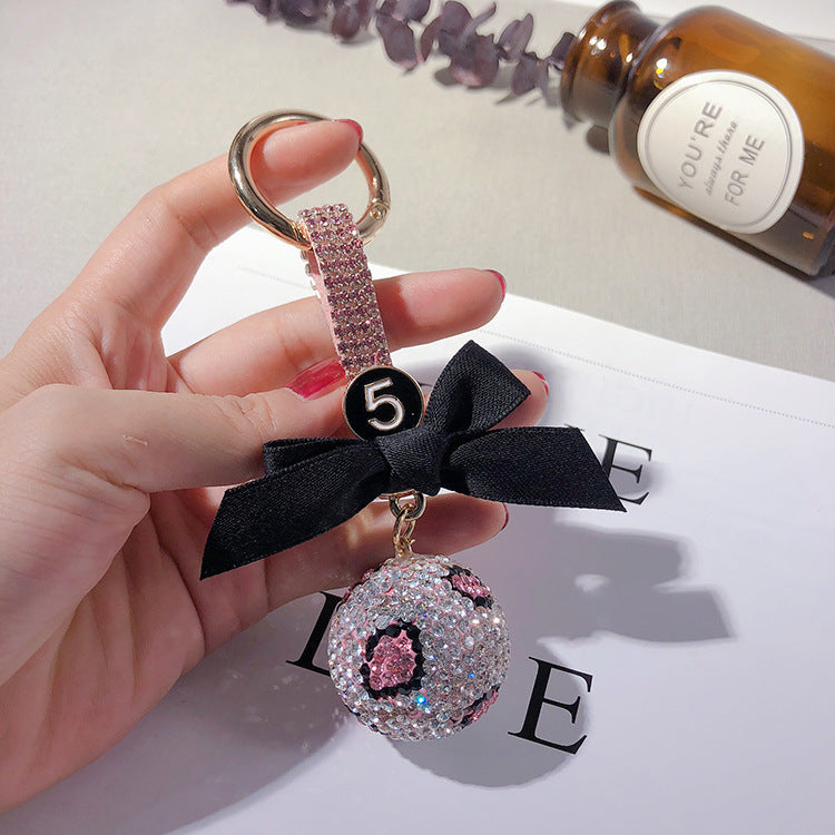 Venta al por mayor Llavero de bola de diamante con estampado de leopardo al por mayor