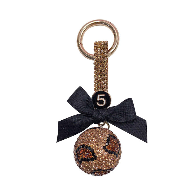 Venta al por mayor Llavero de bola de diamante con estampado de leopardo al por mayor