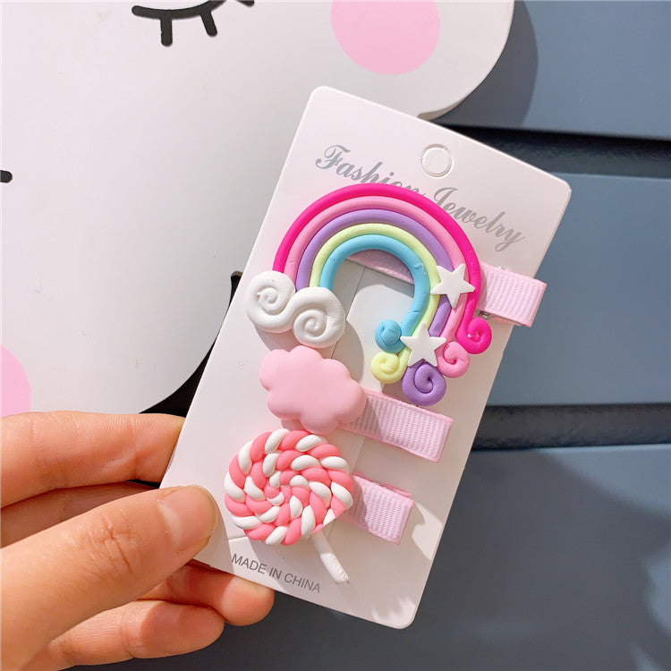 Wholesale Rainbow Lollipop Cloud Hair Clip Set
