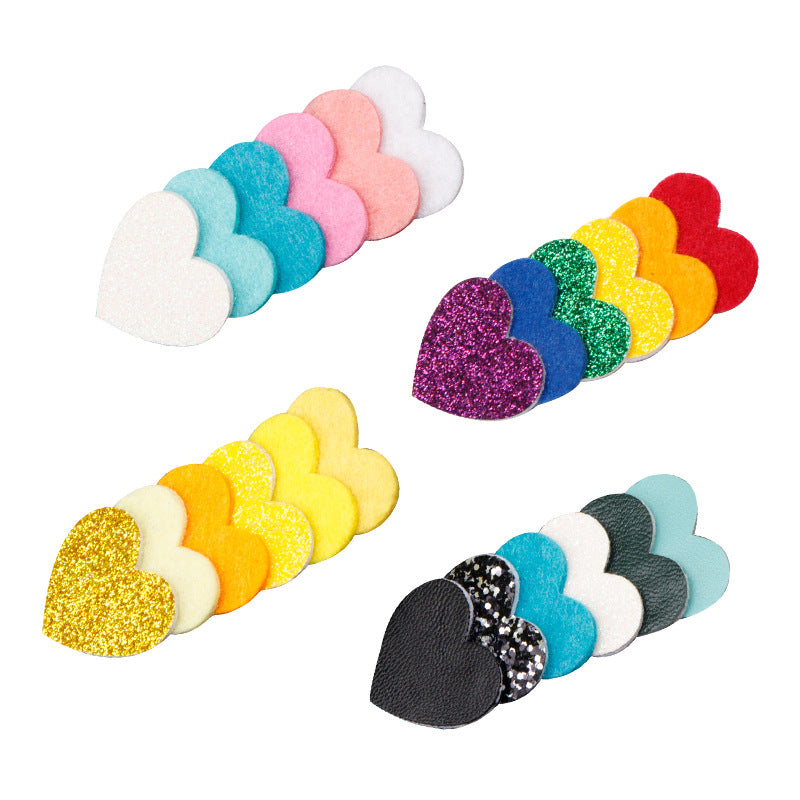 Wholesale Sequin Heart Fabric Hair Clips