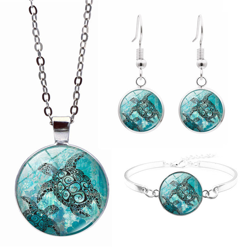 Wholesale Teal Turtle Alloy Earrings