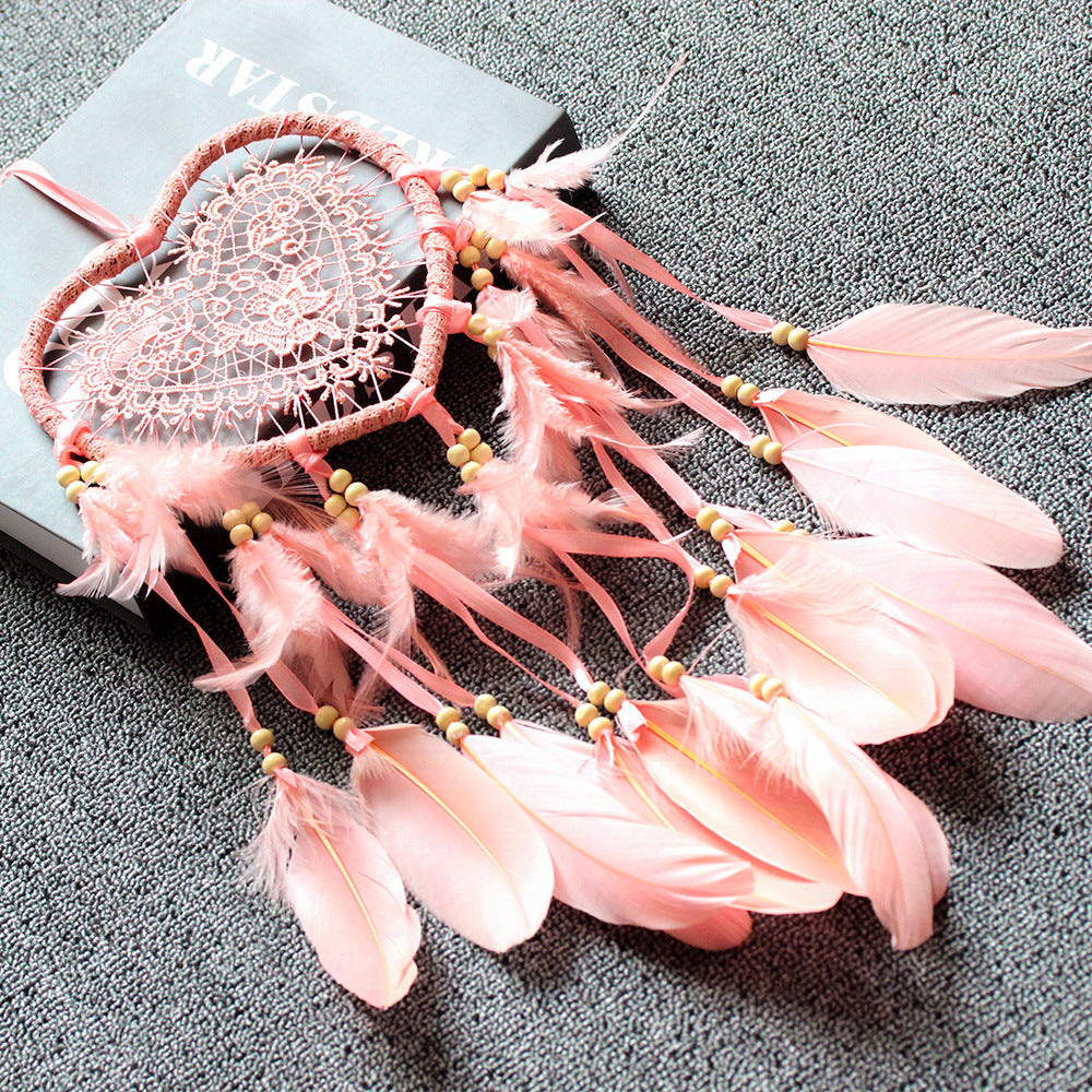 Venta al por mayor Atrapasueños De Plumas De Corazón Hueco De Navidad