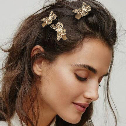 Wholesale Vintage Hollow Gold Butterfly Alloy Hair Clips