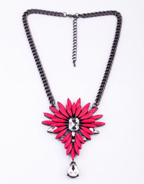 Wholesale Alloy Crystal Flower Necklace