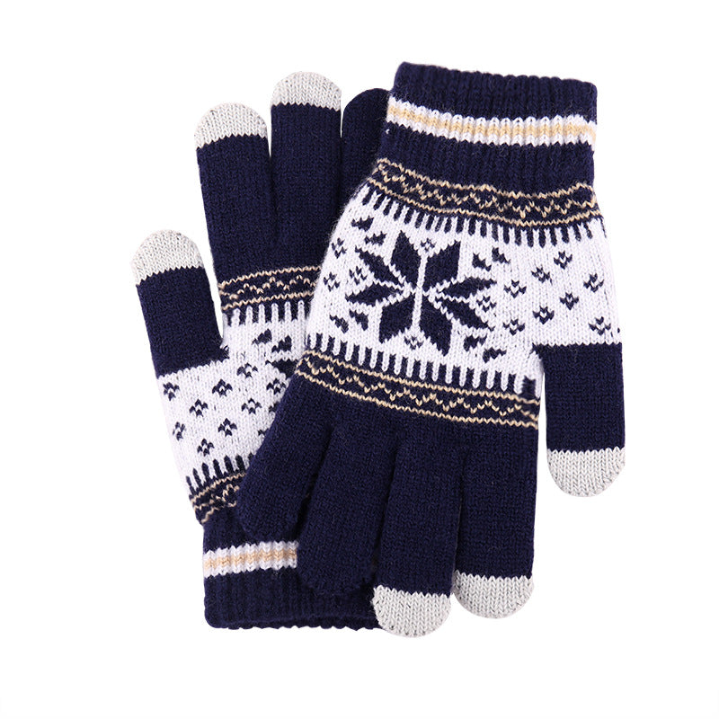 Wholesale New Knitted Wool Snowflake Touchscreen Gloves